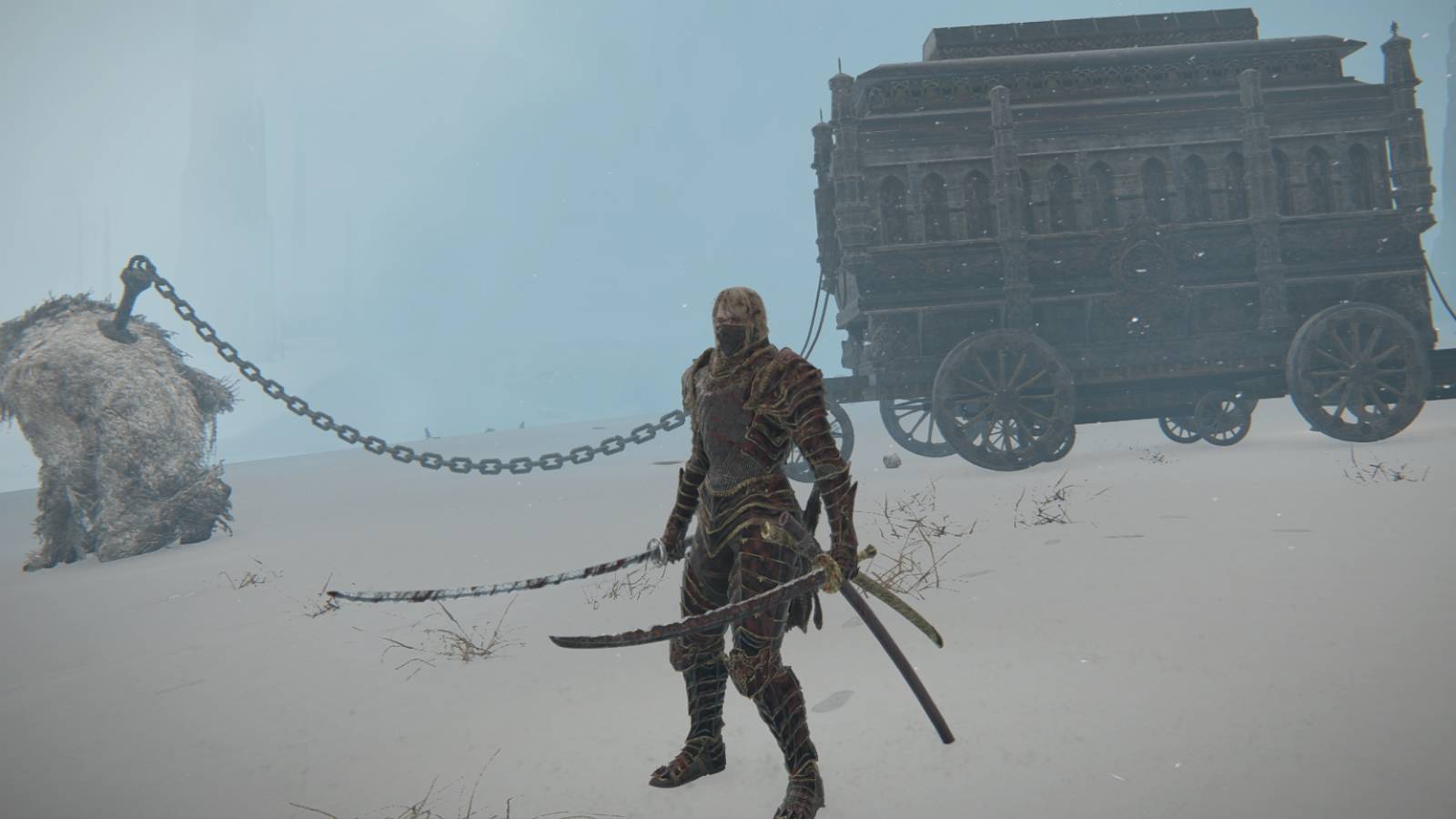 troll dragging a caravan in elden ring