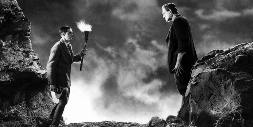 Dr. Frankenstein confronts his creation