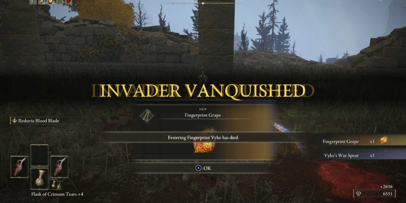 vyke's war spear and fingerprint grape in elden ring