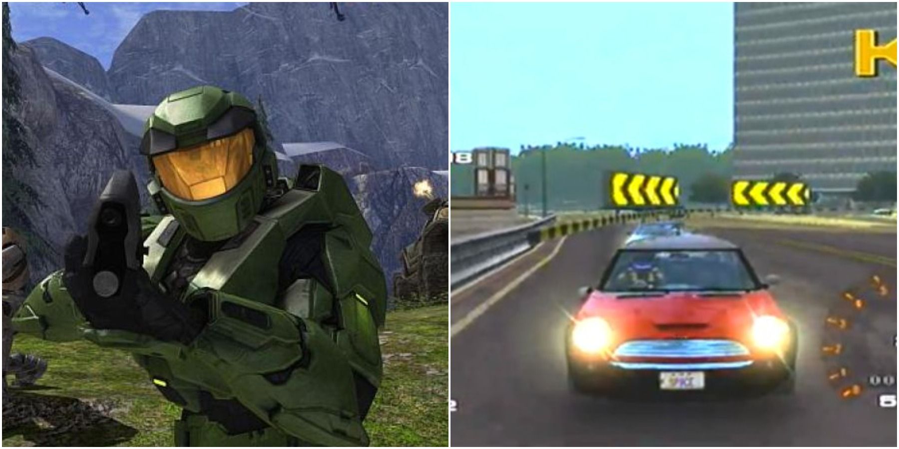(Слева) Halo: Combat Evolved (Справа) Project Gotham Racing