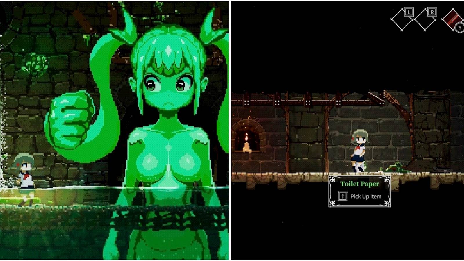 Fighting a boss and exploring the world in Lost Ruins