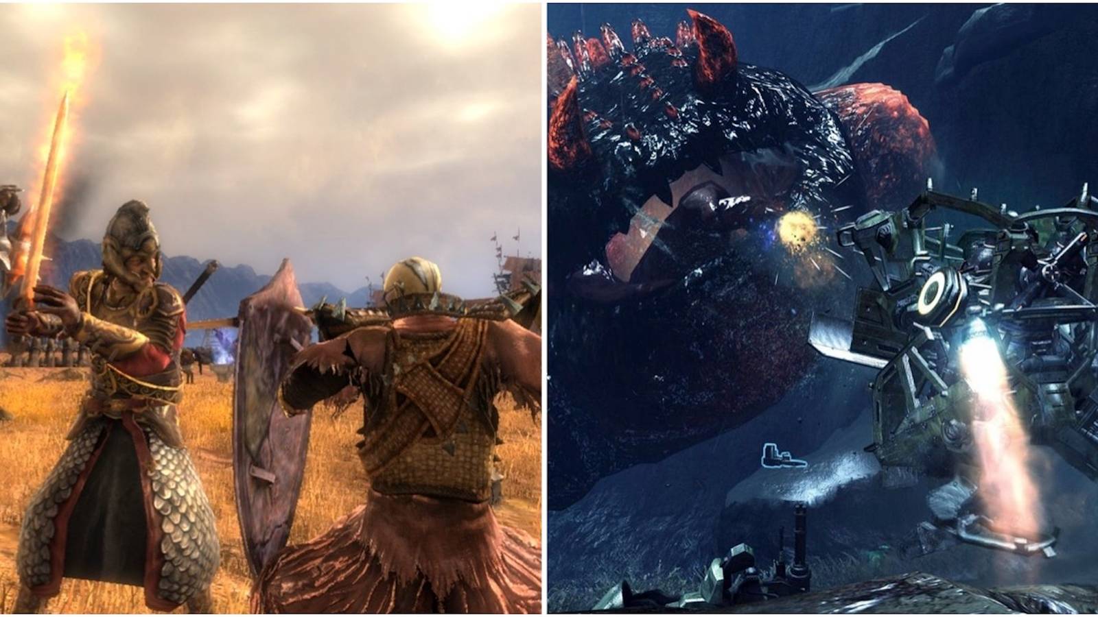 Fighting enemies in The Lord Of The Rings Conquest and Lost Planet 2