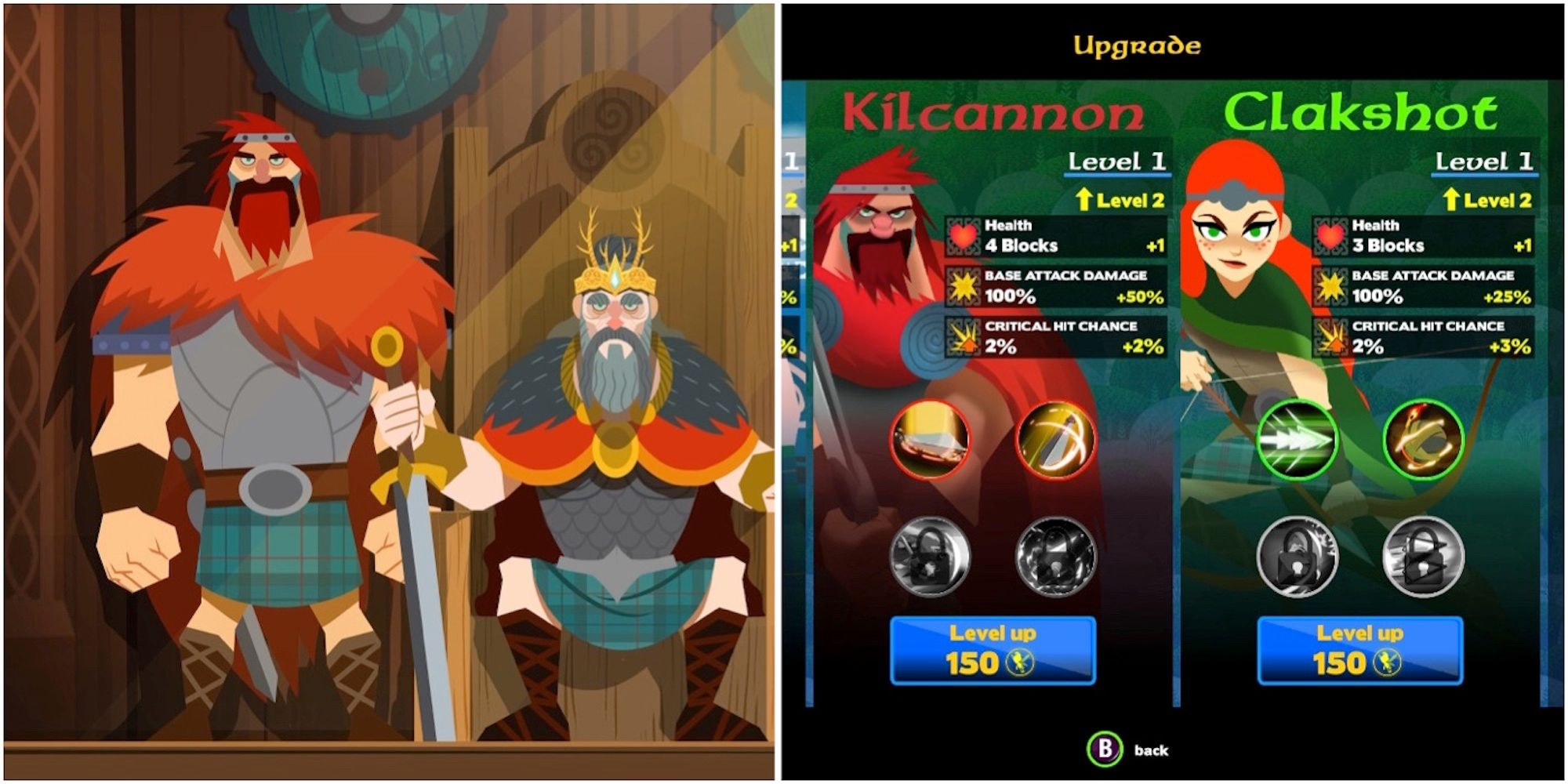 Kilcannon and the King and the upgrade menu in Clan O’Conall