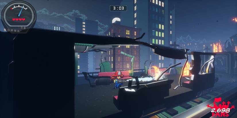 Fighting fires in Firegirl Hack 'n Splash Rescue DX