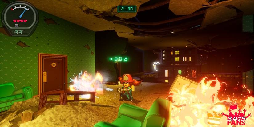 Fighting fires in Firegirl Hack 'n Splash Rescue DX