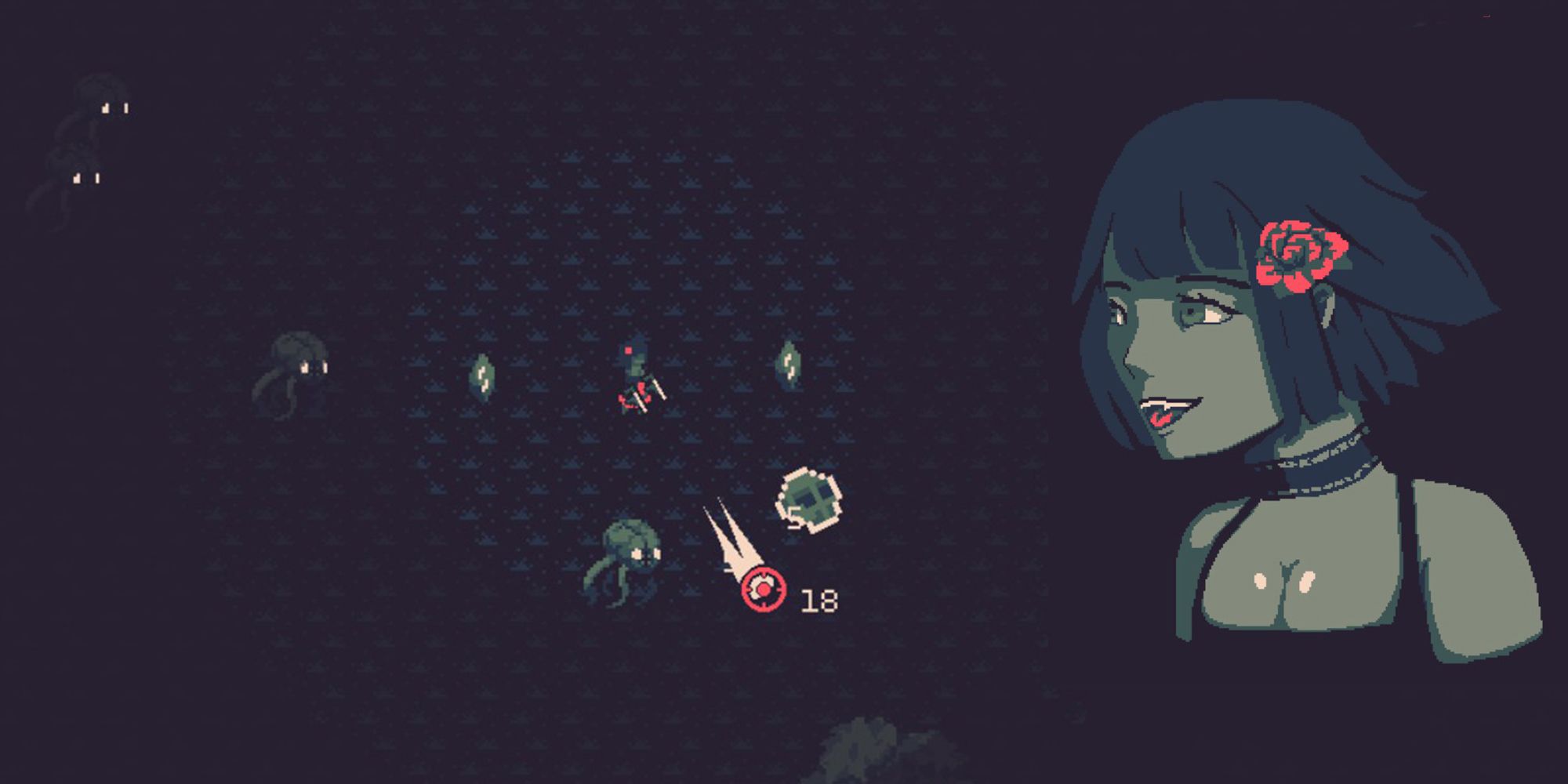 20 Minutes Till Dawn - Lilith Character Art Next To Image Of Lilith Summoning A Skull Ghost From A Dead Enemy