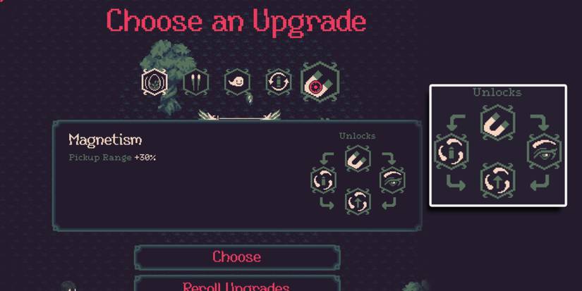 20 Minutes Till Dawn - Magnetism Skill Tree Overlaid On Image Of Seeing The Skill Tree In-Game