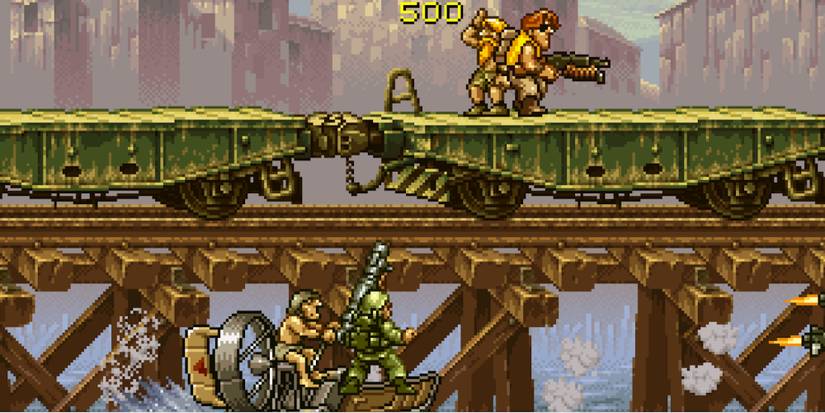 Fighting enemies in Metal Slug X