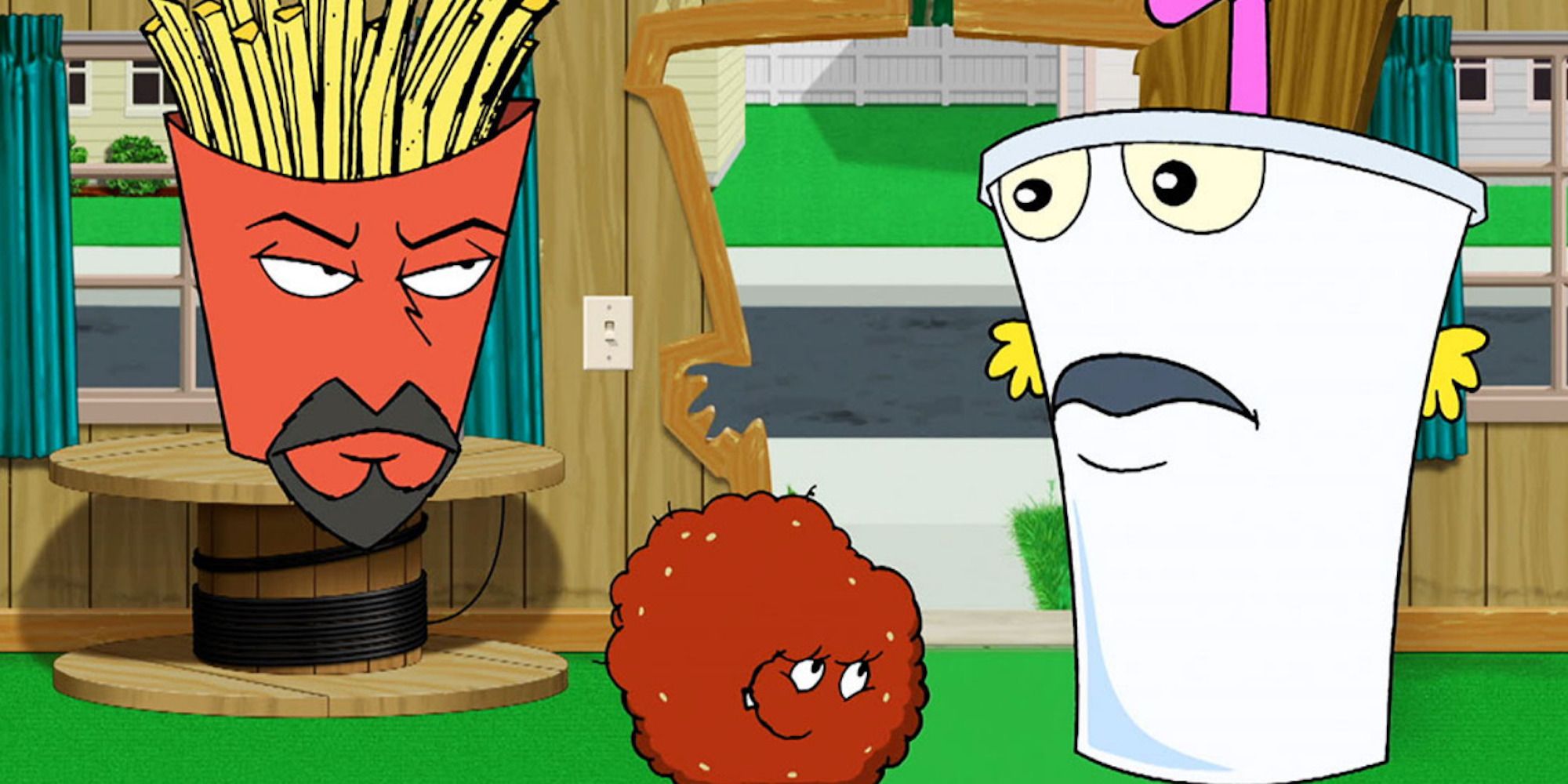 A scene featuring characters in Aqua Teen Hunger Force