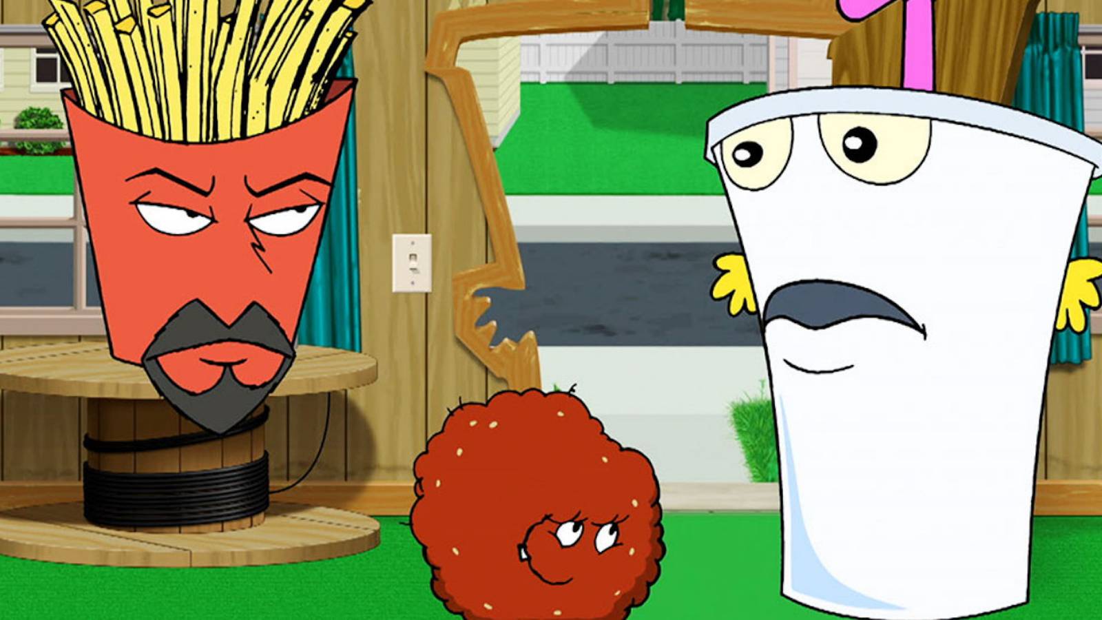 A scene featuring characters in Aqua Teen Hunger Force