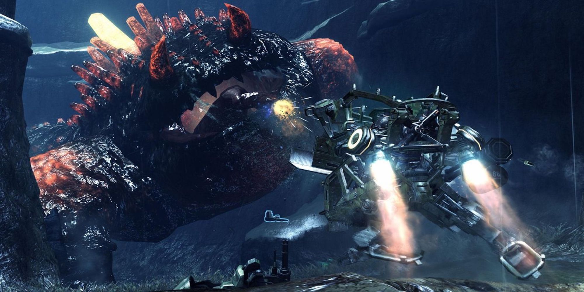 Fighting a boss in Lost Planet 2