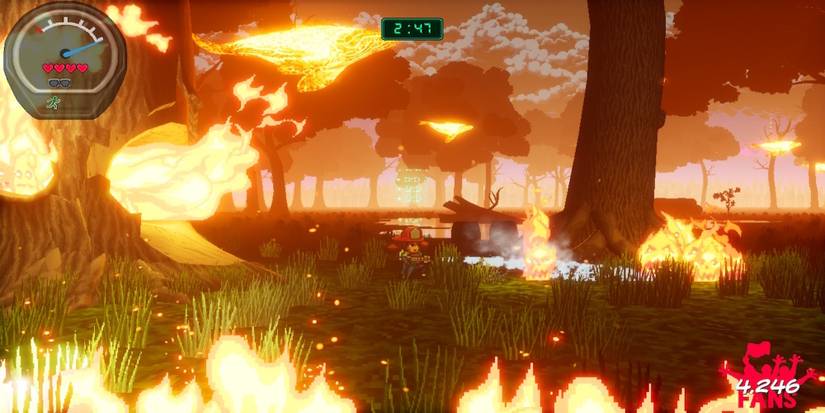 Fighting fires in Firegirl Hack 'n Splash Rescue DX