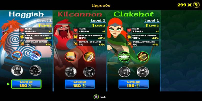 The upgrade menu in Clan O’Conall