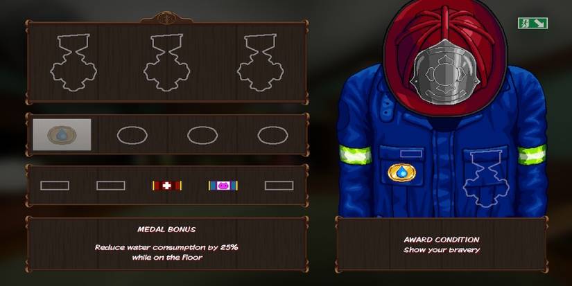 The medals menu in Firegirl Hack 'n Splash Rescue DX