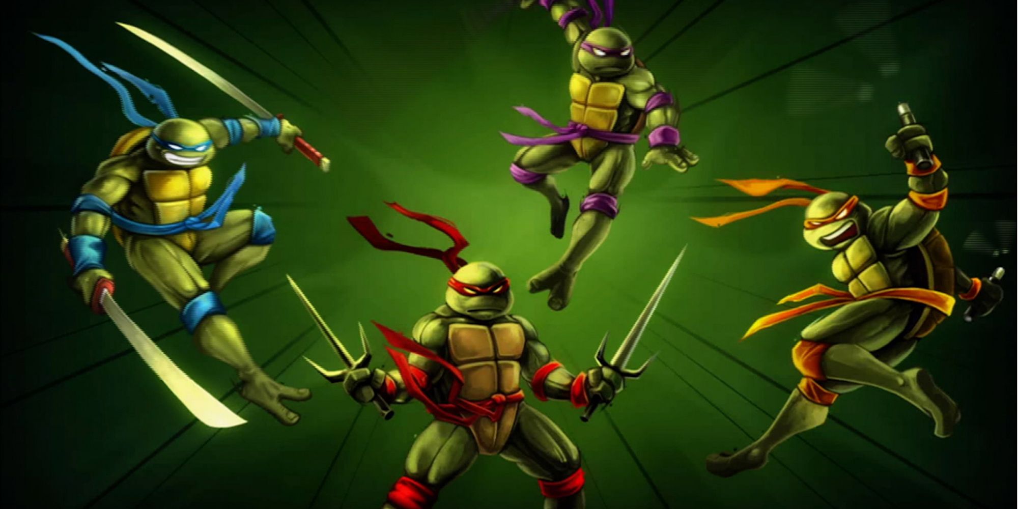 Promo art featuring characters in Teenage Mutant Ninja Turtles Turtles In Time Re-Shelled