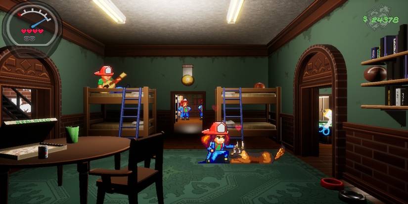 Petting your dog in Firegirl Hack 'n Splash Rescue DX