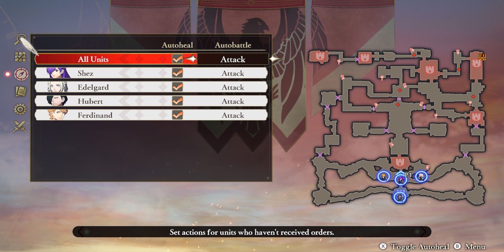 The tactics map in Fire Emblem Warriors Three Hopes