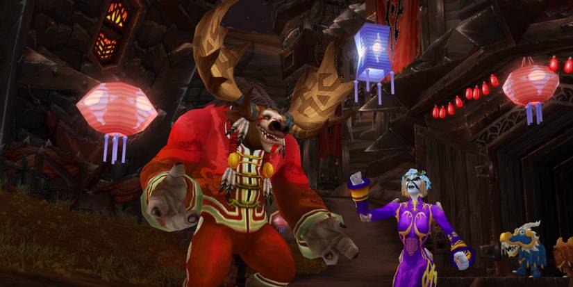 A player with an NPC in World of Warcraft