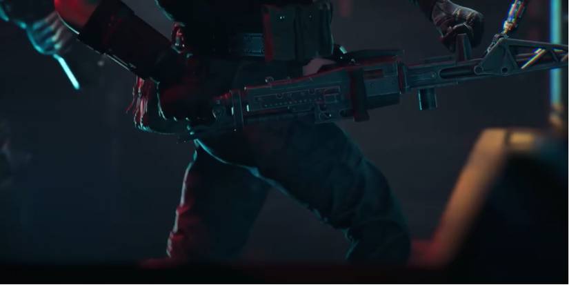 Aliens Dark Descent soldier carrying the Smart Gun