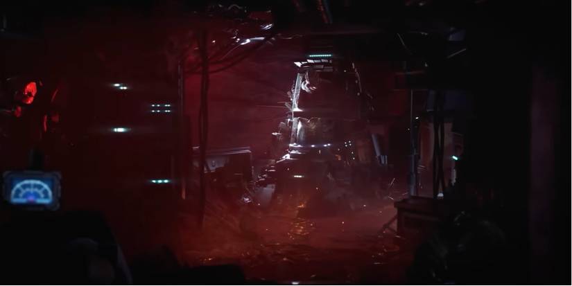 Aliens Dark Descent human host restrained for Xenomorph breeding