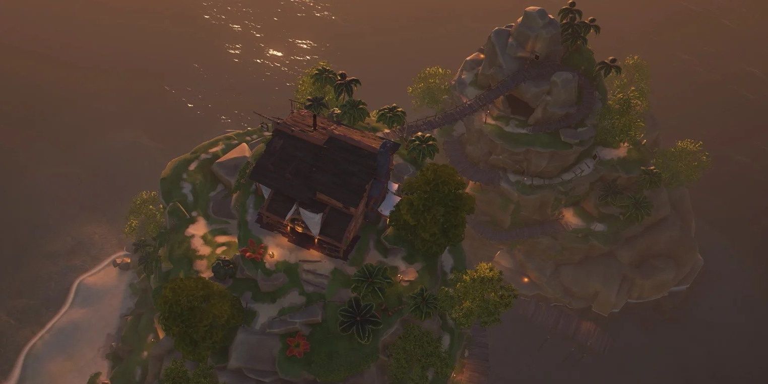 Overhead view of Ancient Spire Outpost from Sea of Thieves videogame