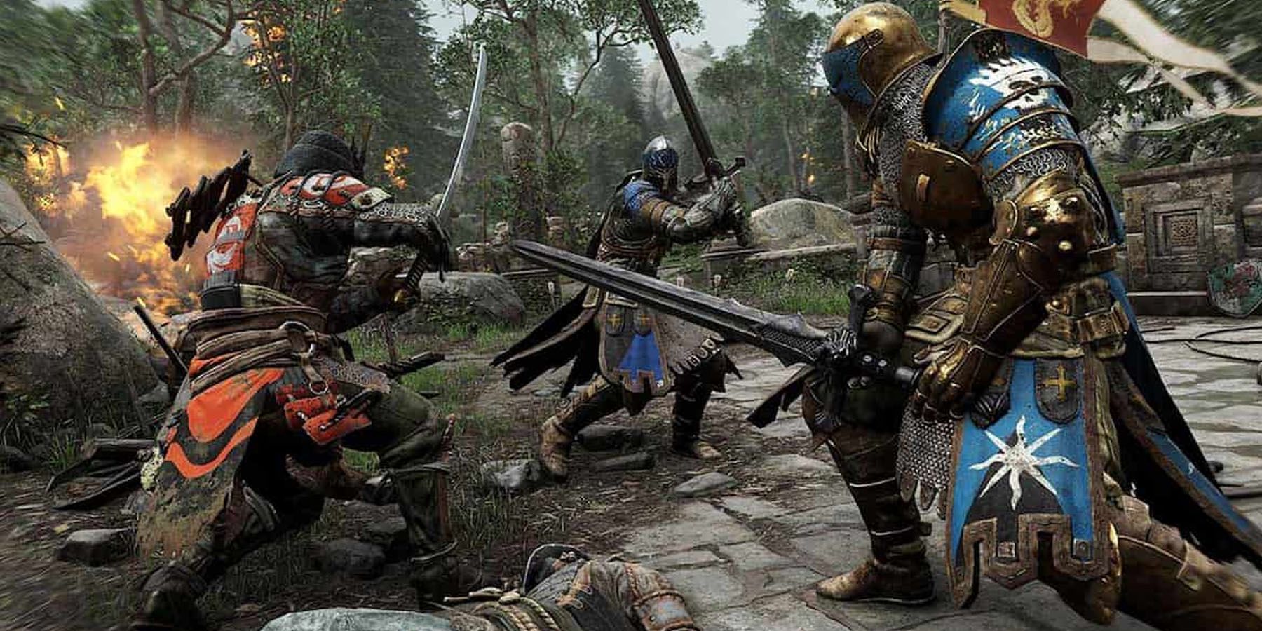 For Honor Assassins tag-teaming an enemy