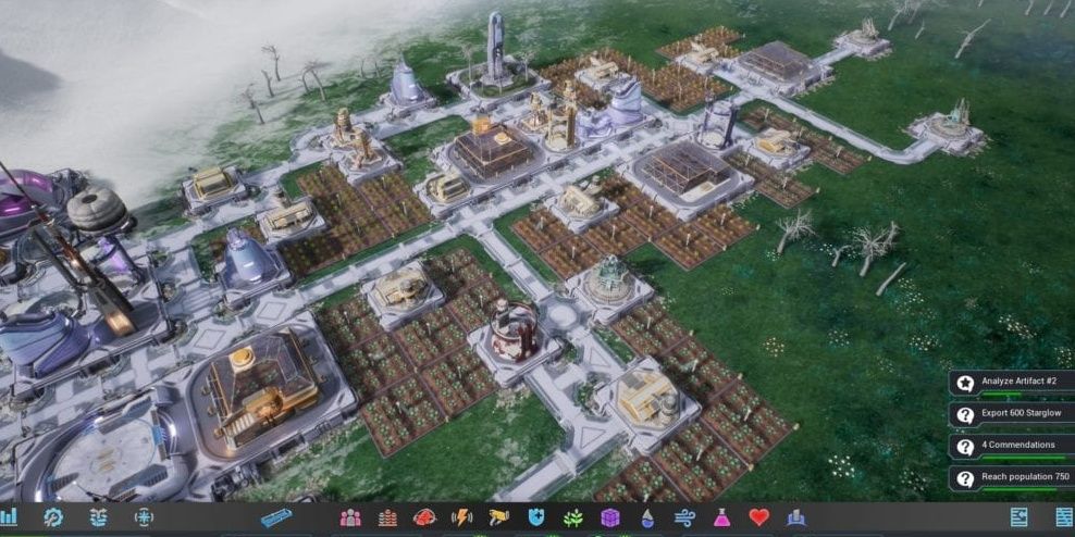 Top down view of farmland in Aven Colony