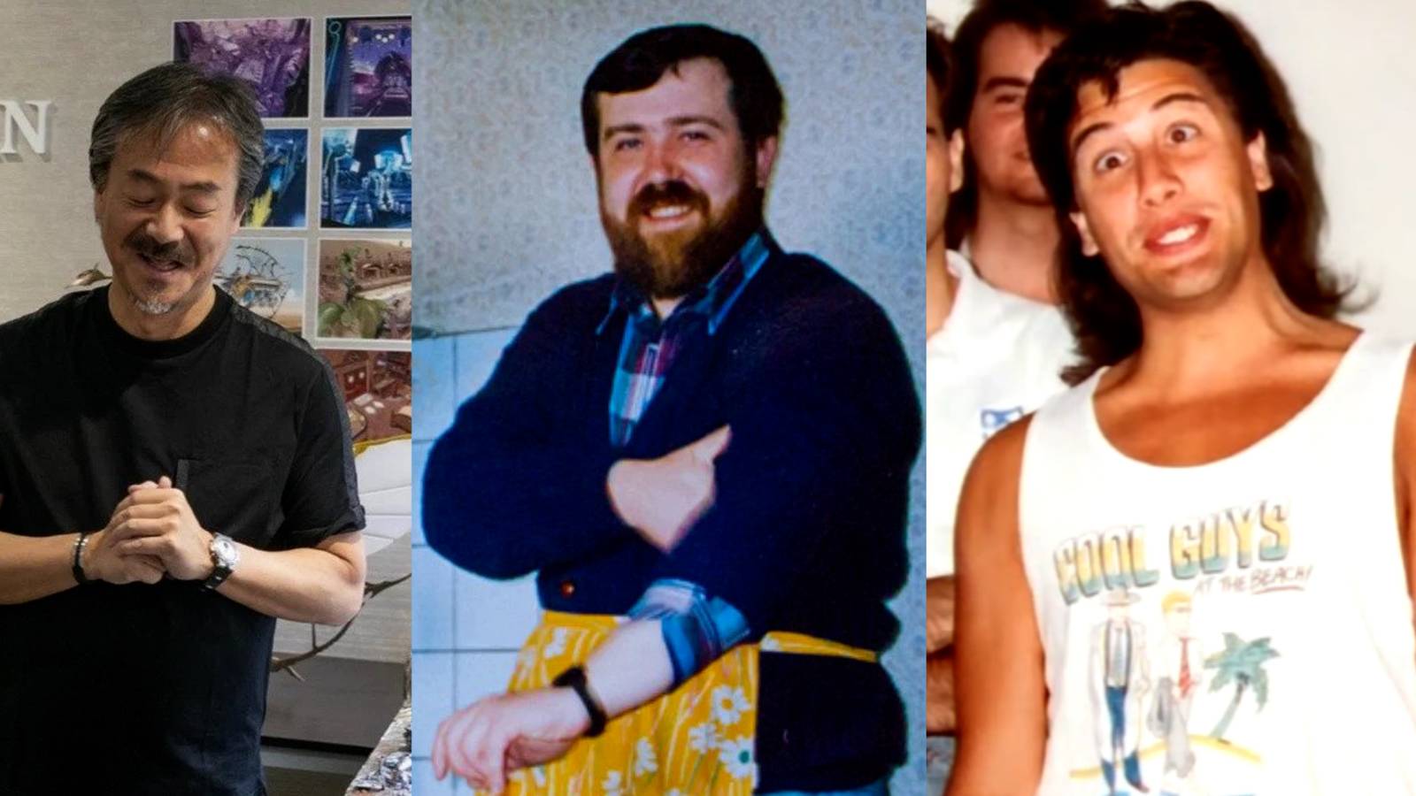 Banner Image Showing Three Video Game Auteurs Who Are No Longer In Control Of The Franchises They Created, Hironobu Sakaguchi (Left) Alexey Pajitnov (Centre) and John Romero (Right) 