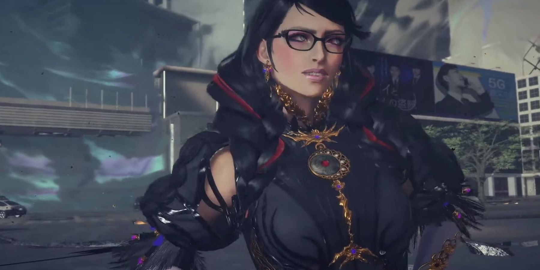 Bayonetta delivering the "unfashionably late" line in the latest Bayonetta 3 trailer