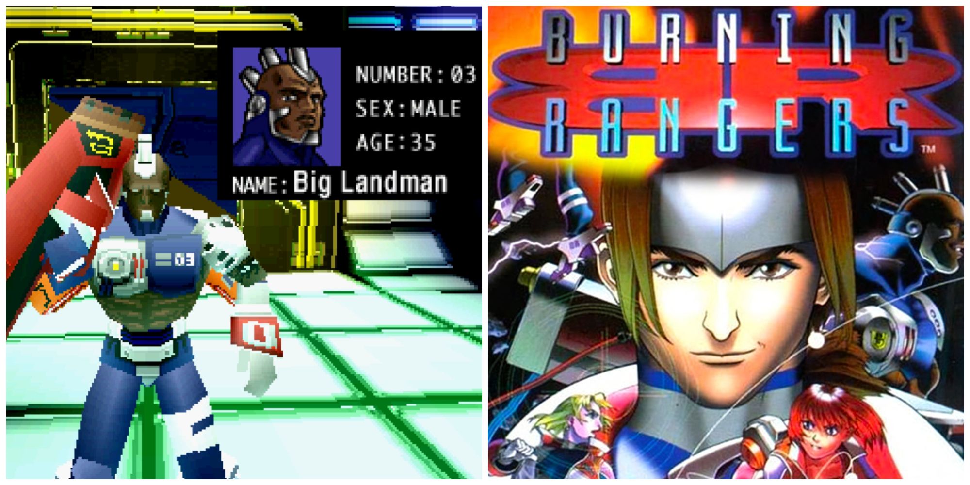 Обложка Big Landman и Sega Saturn Burning Rangers