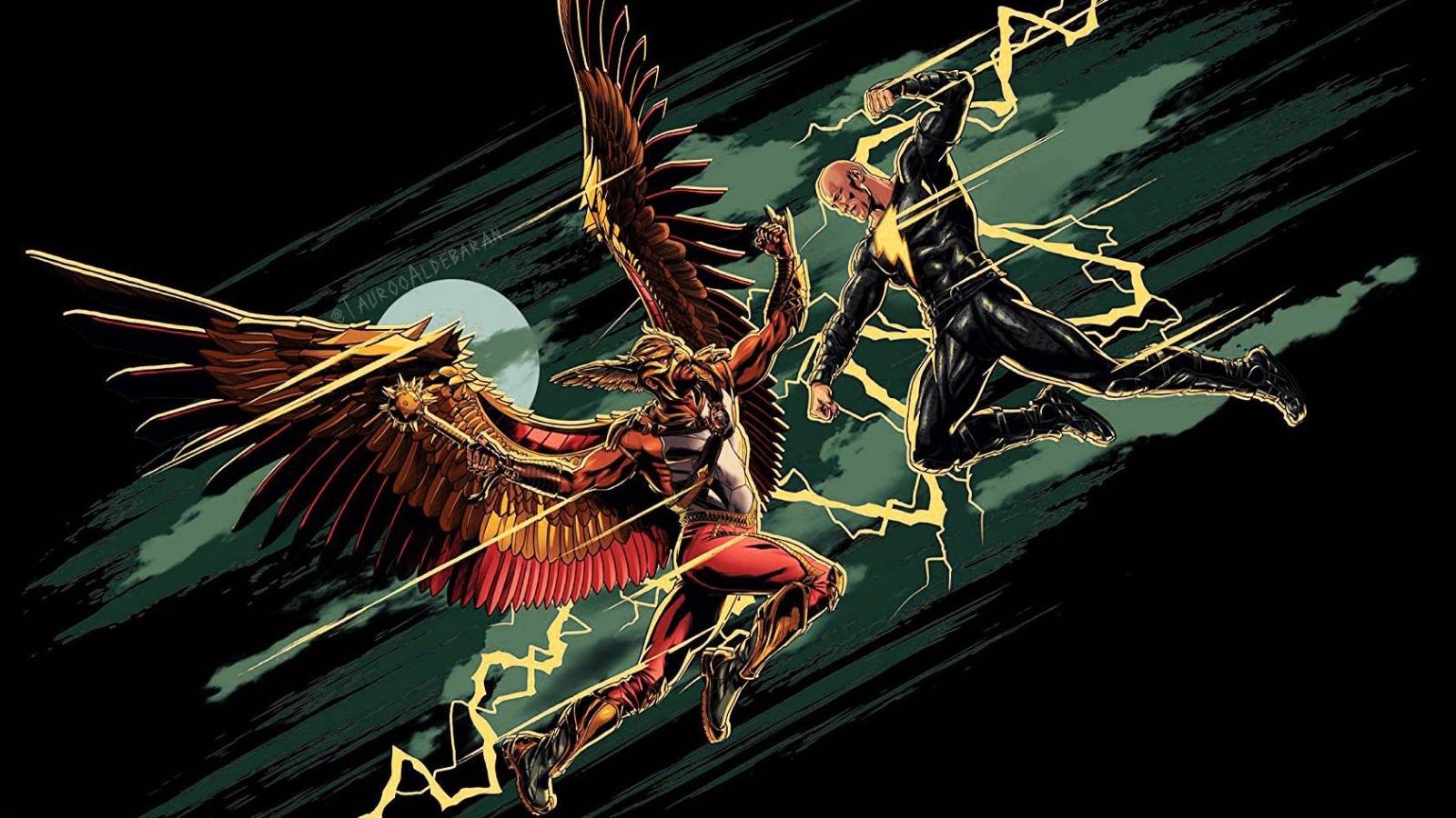 Black Adam fighting Hawkman art poster