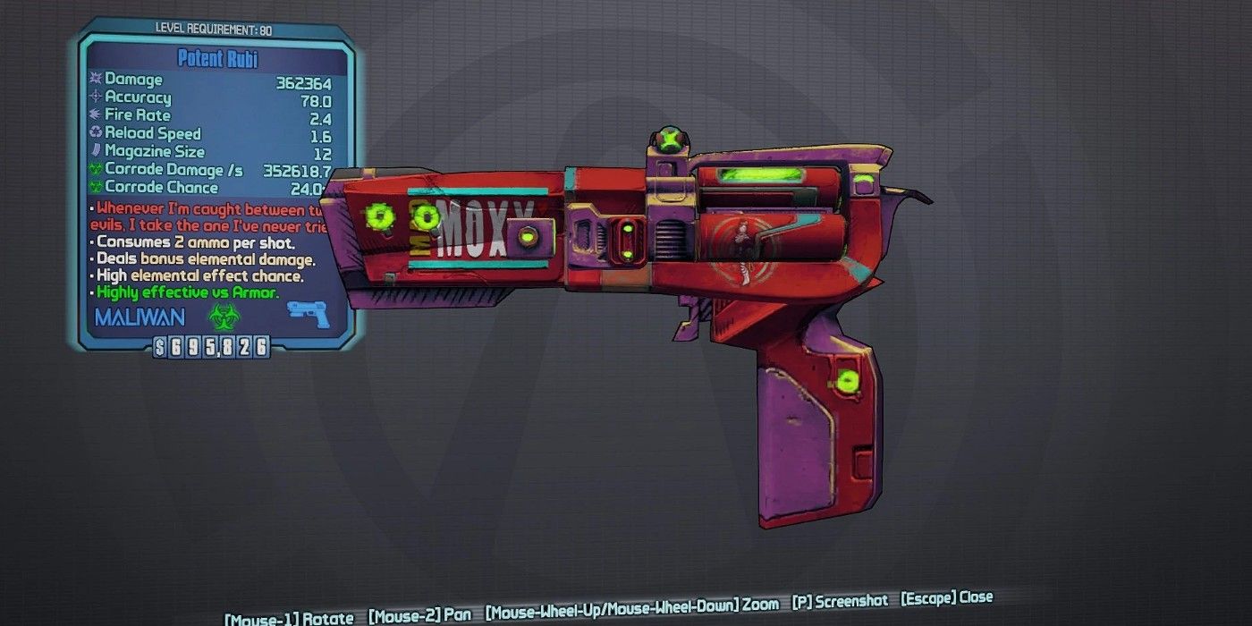 Borderlands 2 Mad Moxxi Rubi weapon stats