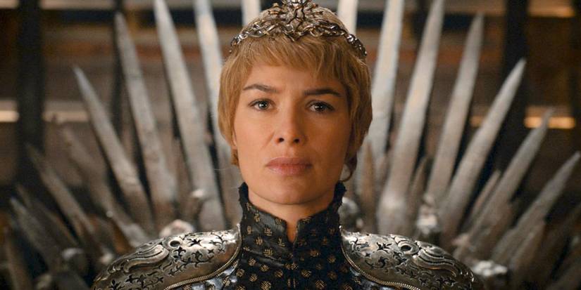 Cersei Lannister on the Iron Throne in Game of Thrones. 