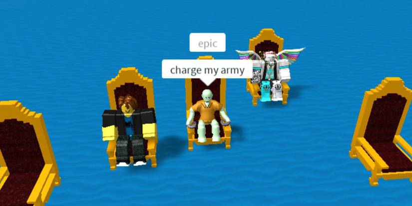 A Roblox character commands his non-existent army to charge