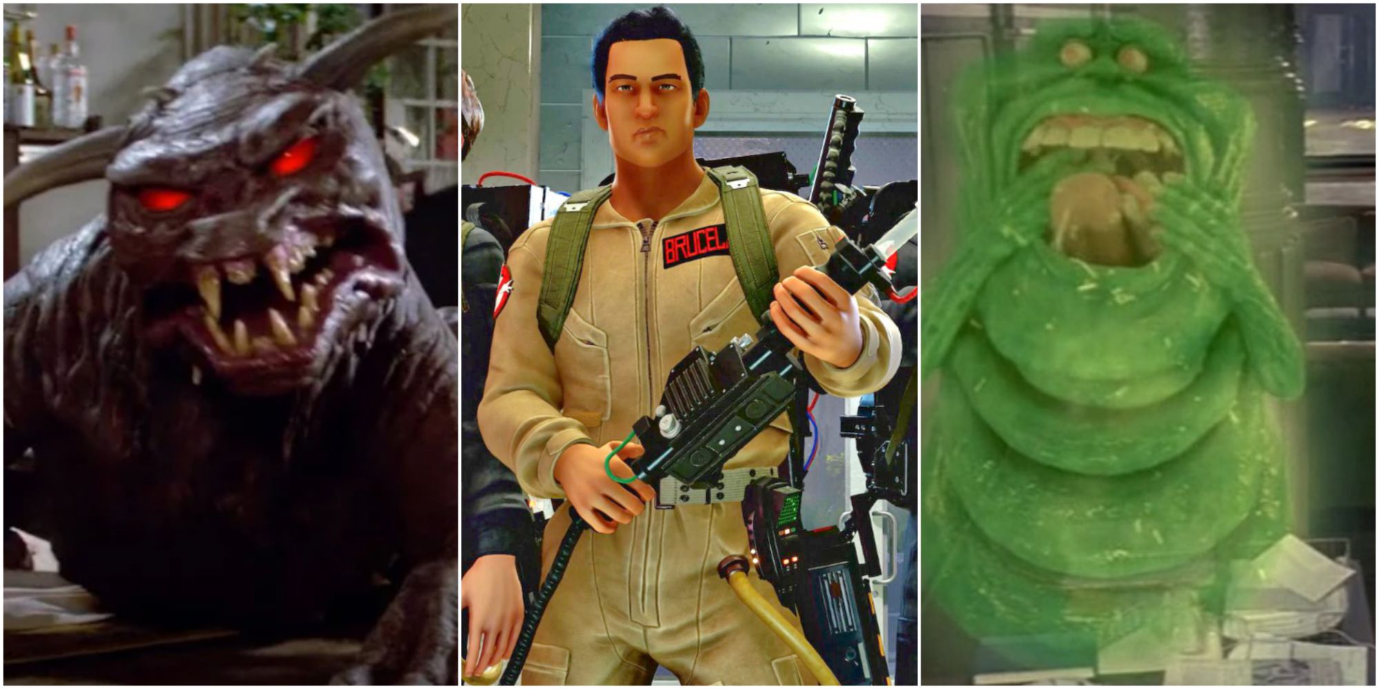 terror dog, ghostbuster and slimer 