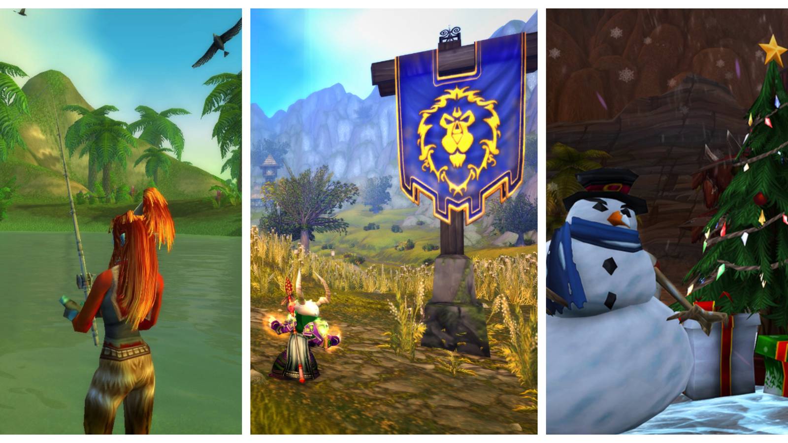 World of Warcraft Classic Fishing Christmas Alliance Flag