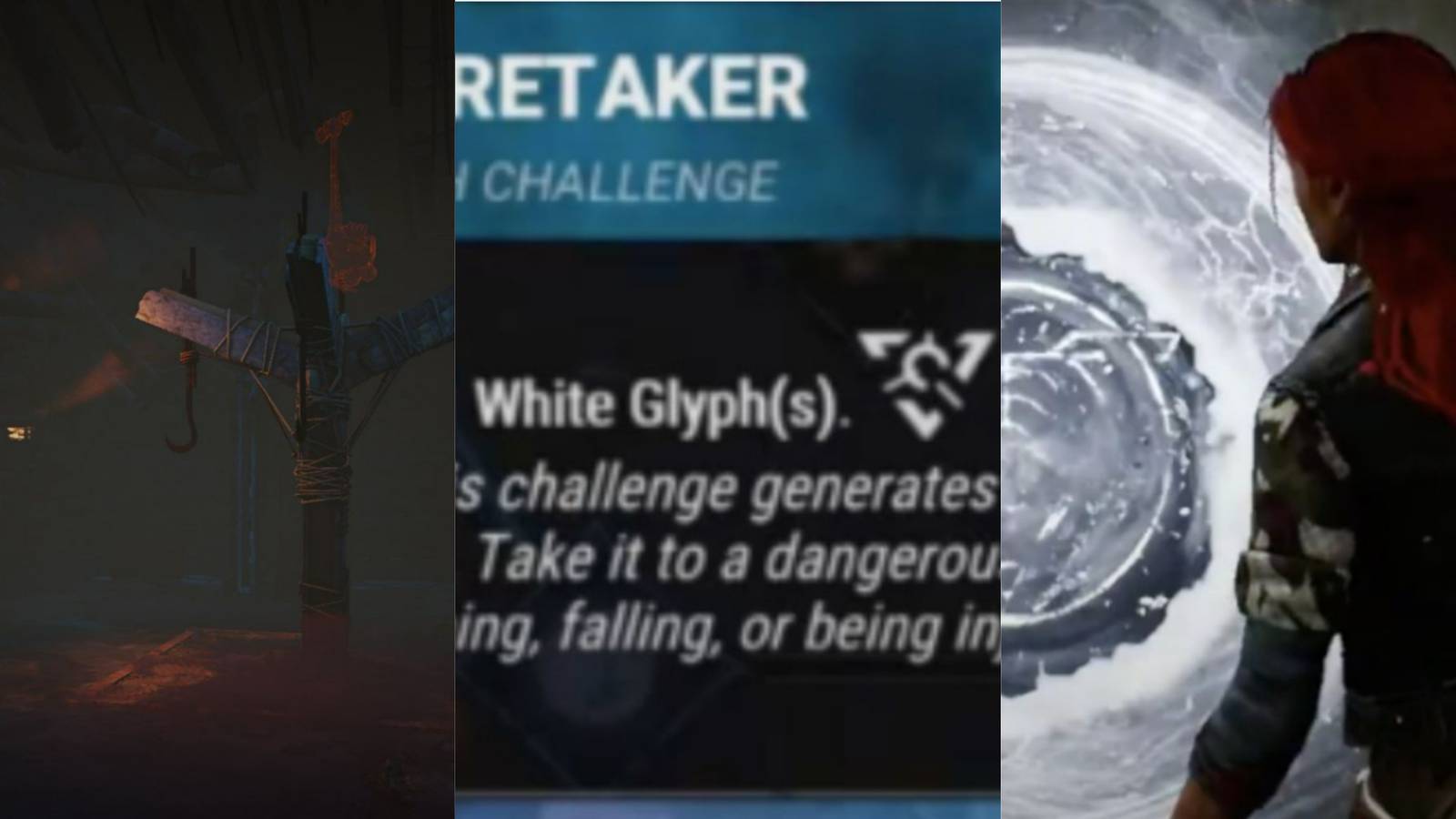The basement, challenge, and White Glyph from Dead by Daylight's White Glyph challenge