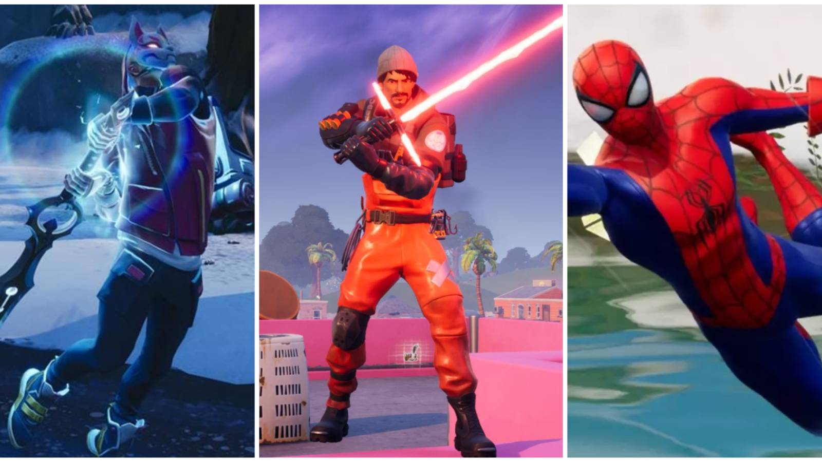 fortnite infinity blade, lightsaber and spider-webs