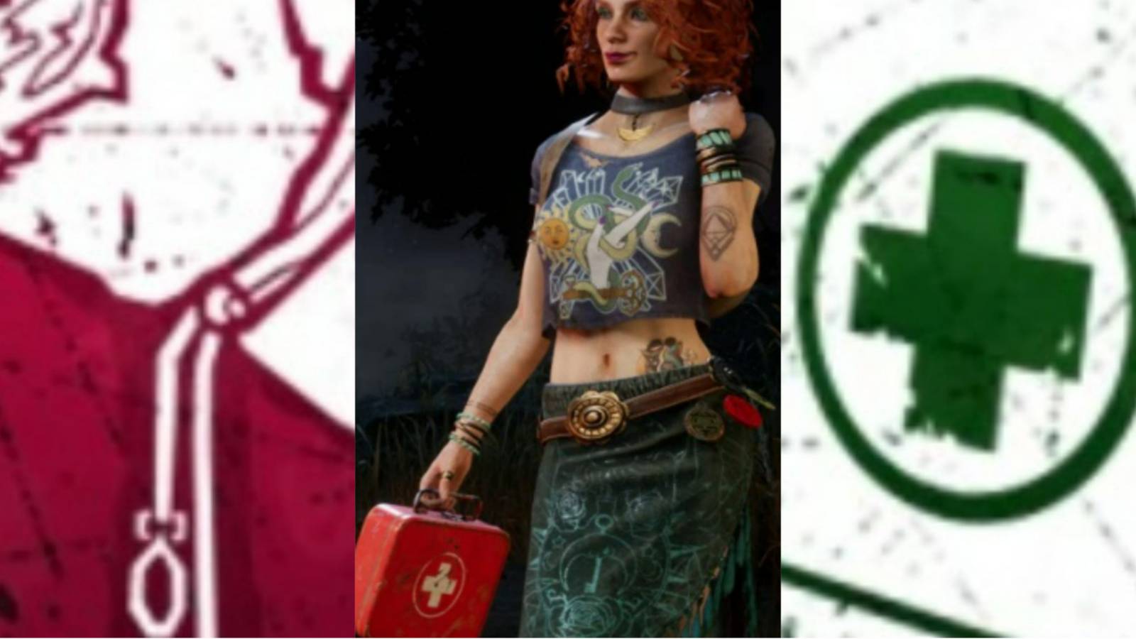 Mikaela, a med-kit, and a map from Dead by Daylight