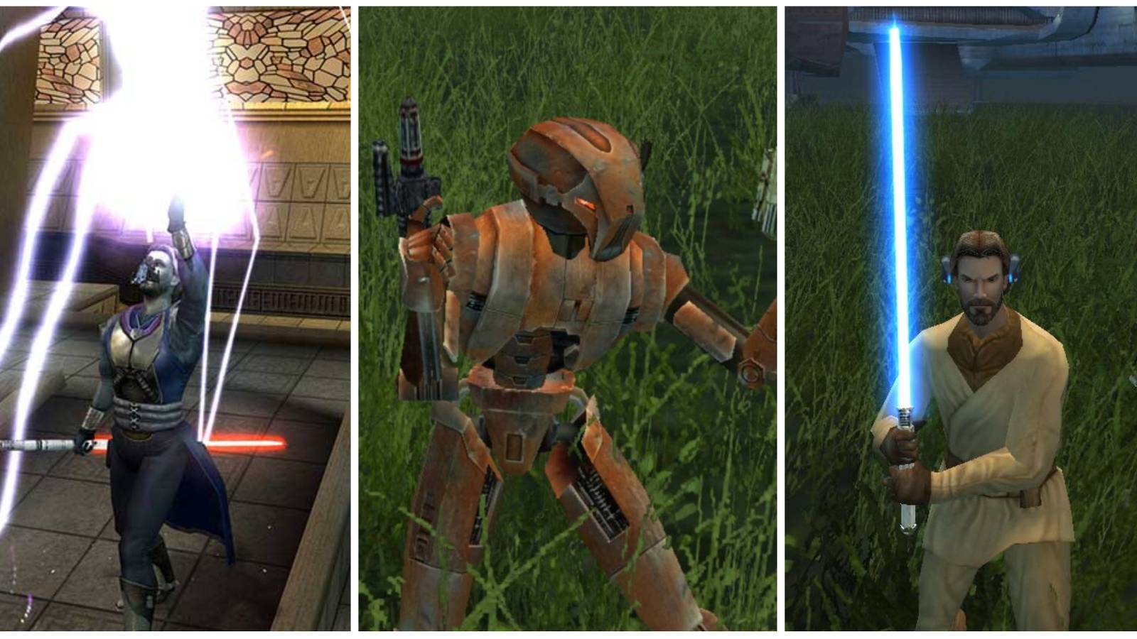 force lightning, hk-47 and the exile in a collage