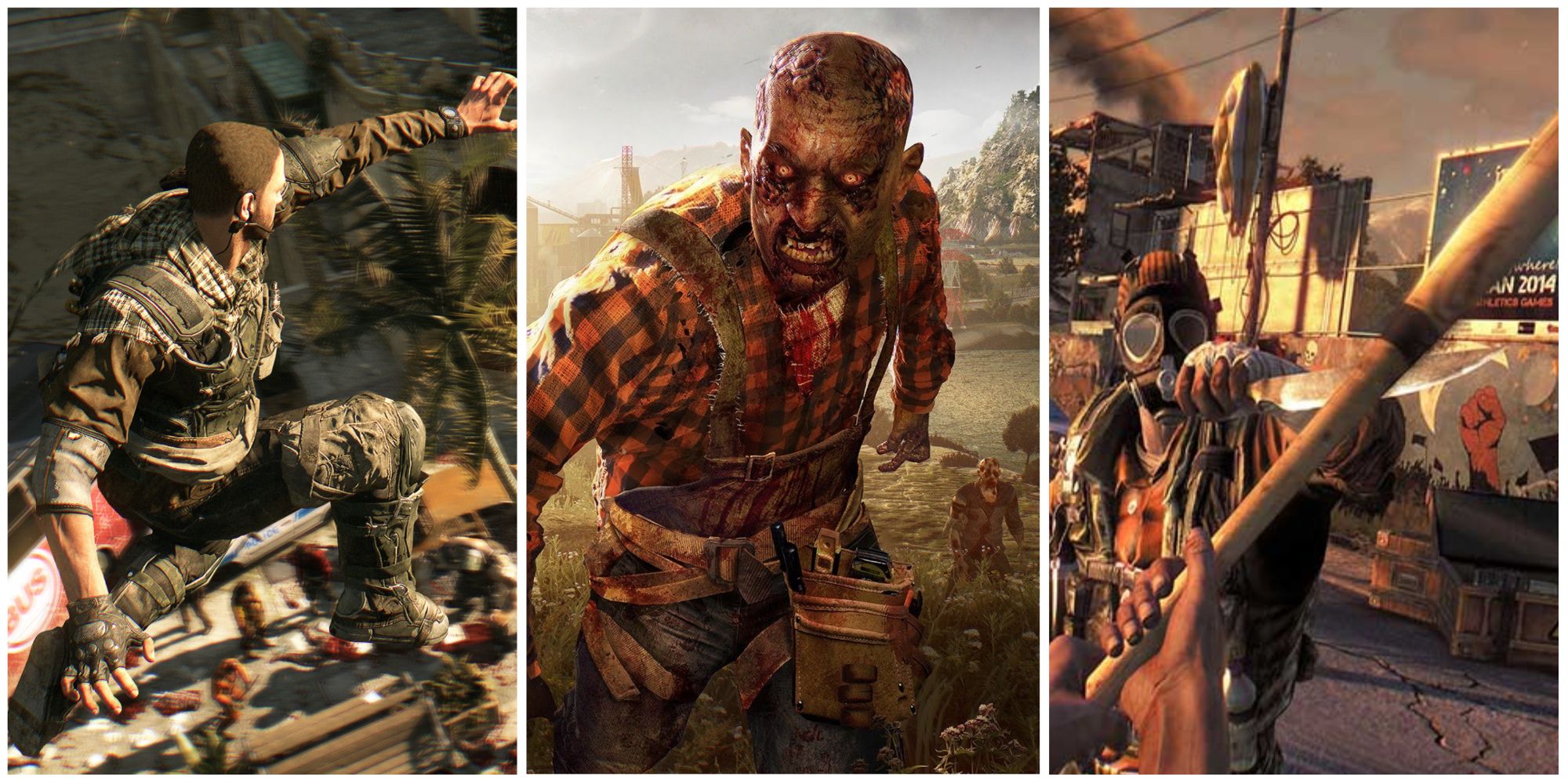 parkour, zombie and baseball bat in dying light