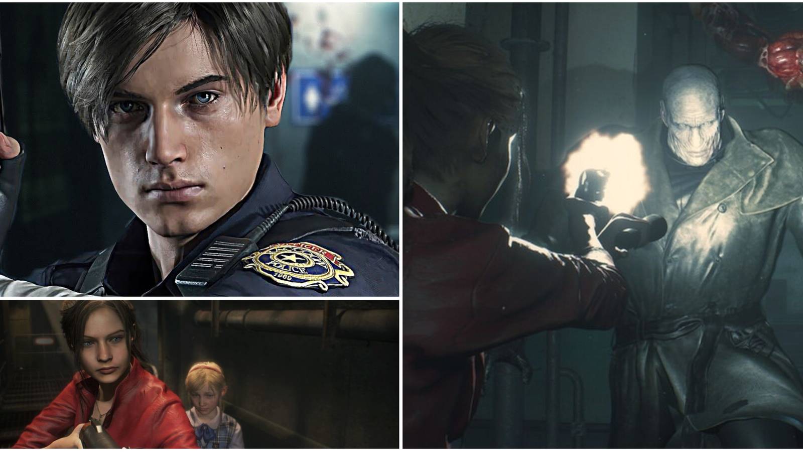 leon, claire and mr x from resident evil 2 (2019)