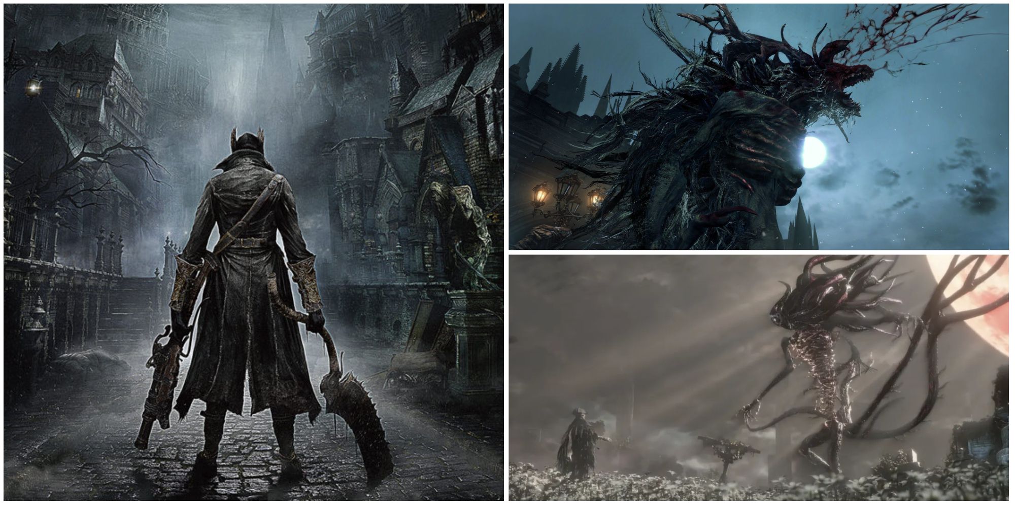 photo collage of three pictures from 2015's bloodborne