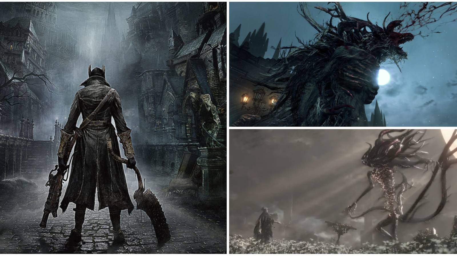 photo collage of three pictures from 2015's bloodborne