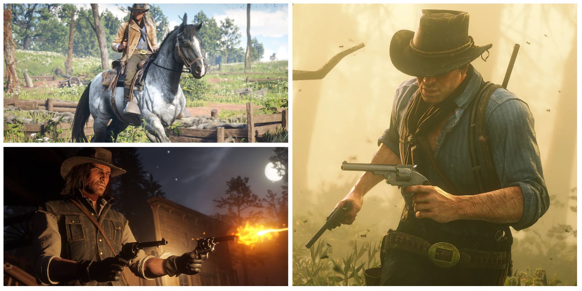 photo collage of john marston and arthur morgan from red dead redemption 2
