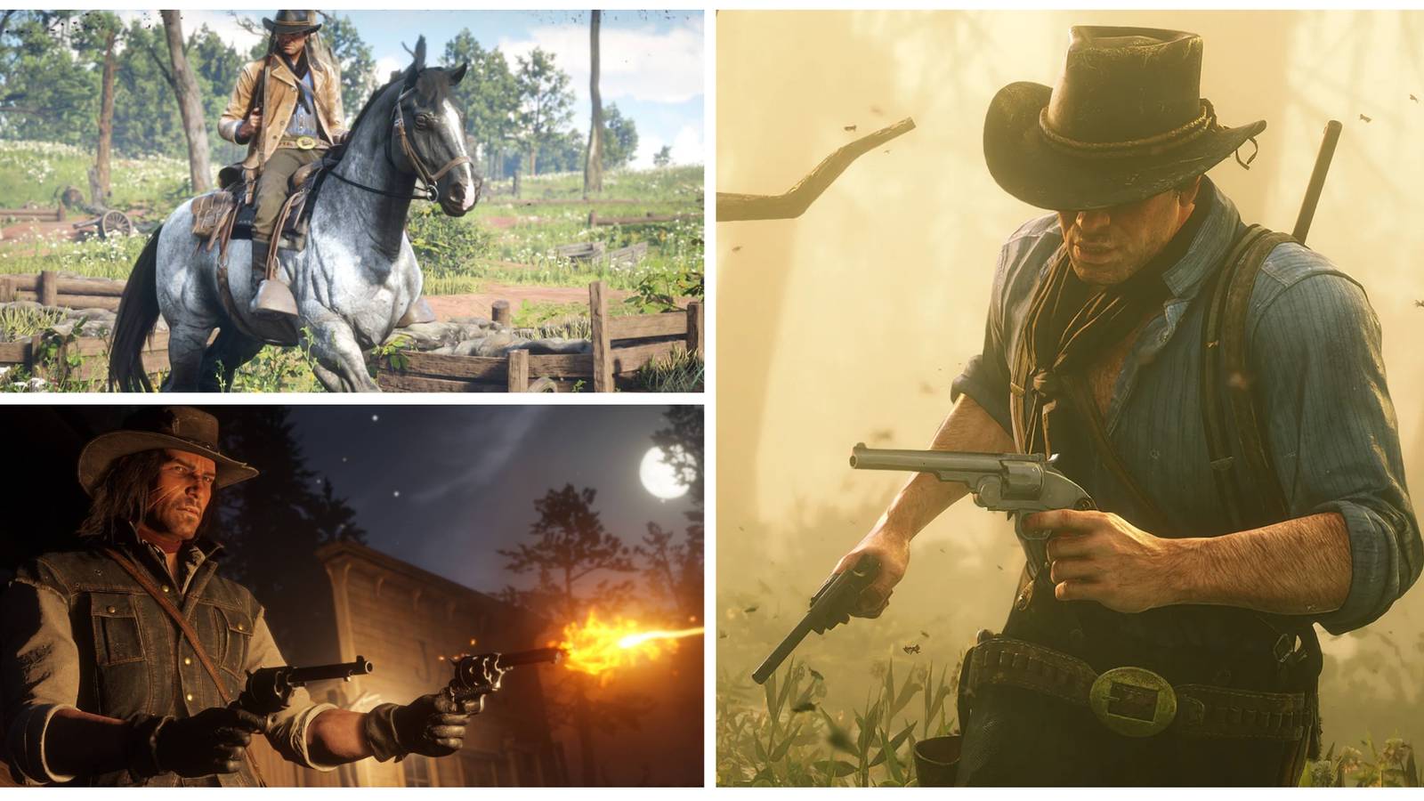 photo collage of john marston and arthur morgan from red dead redemption 2