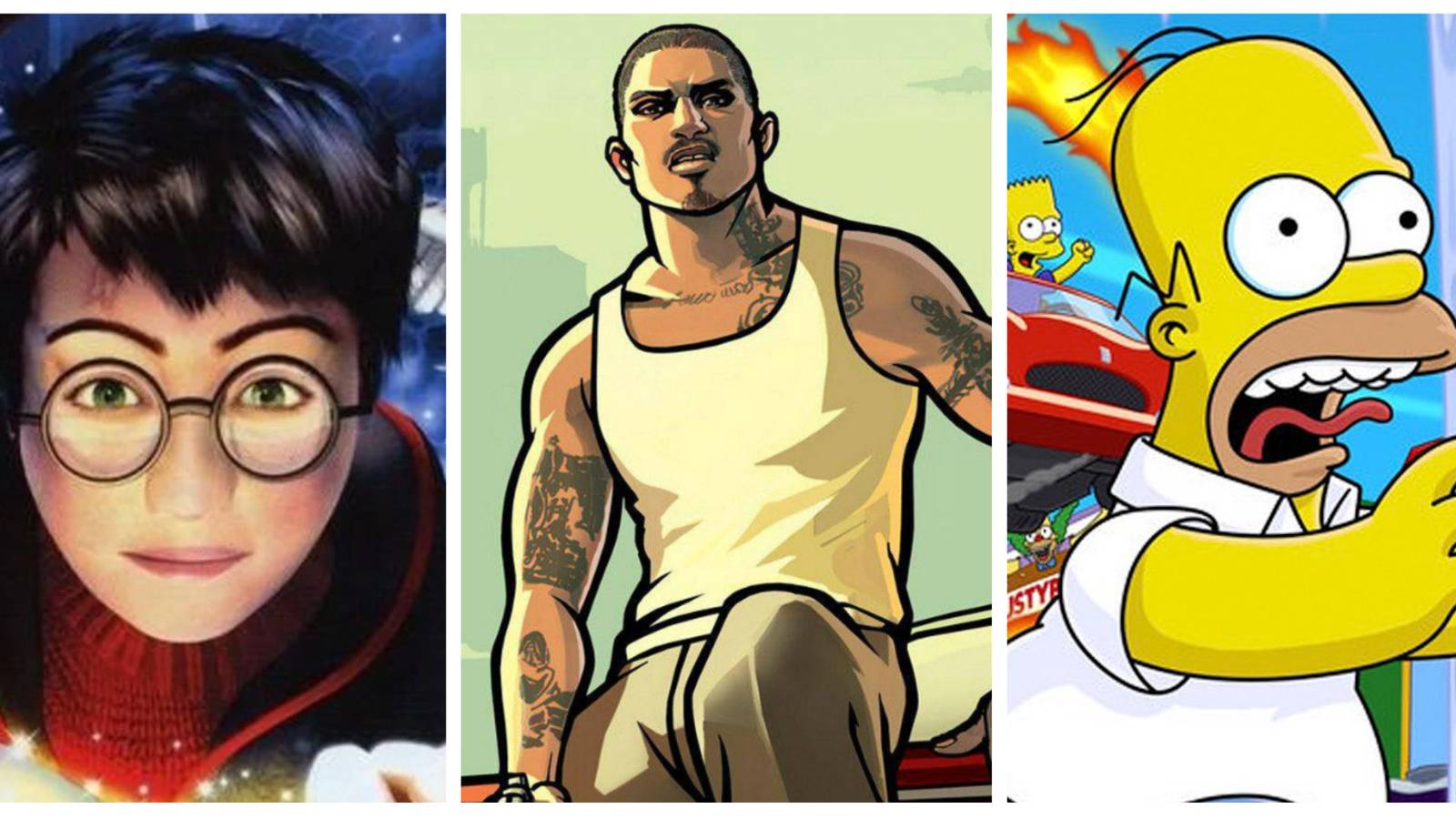 left to right: Harry Potter, Cesar, Homer Simpson