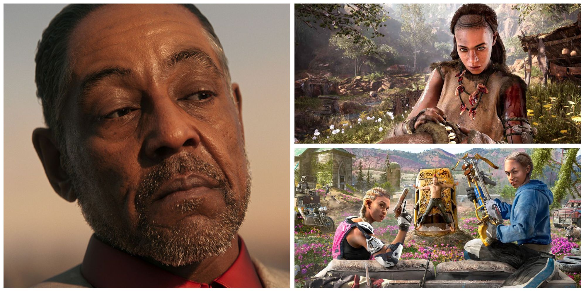 a collage of three different far cry games