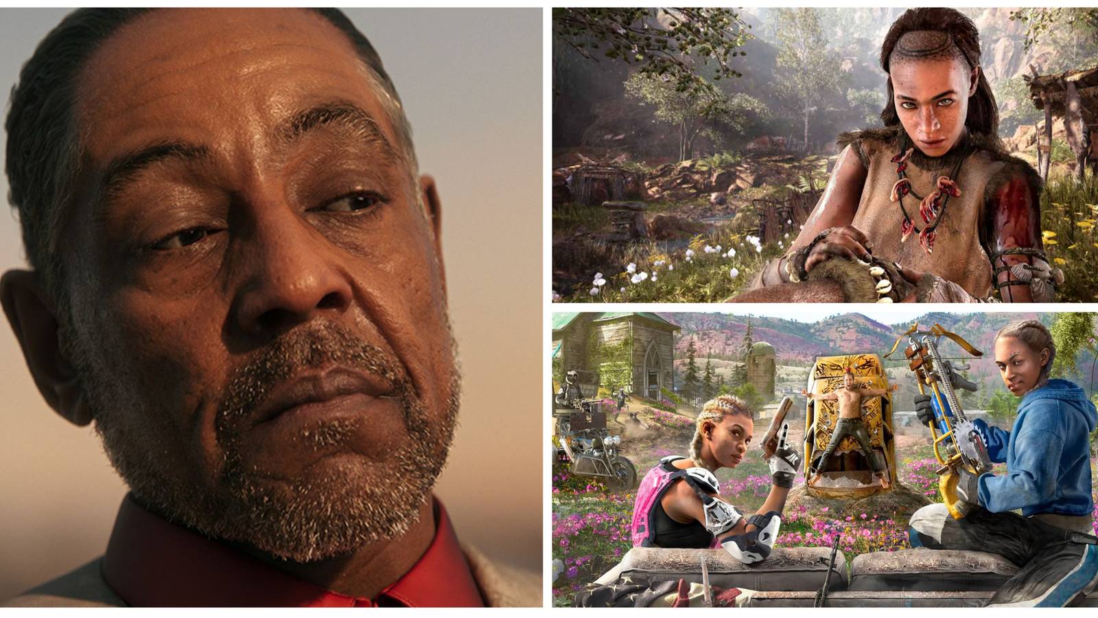 a collage of three different far cry games