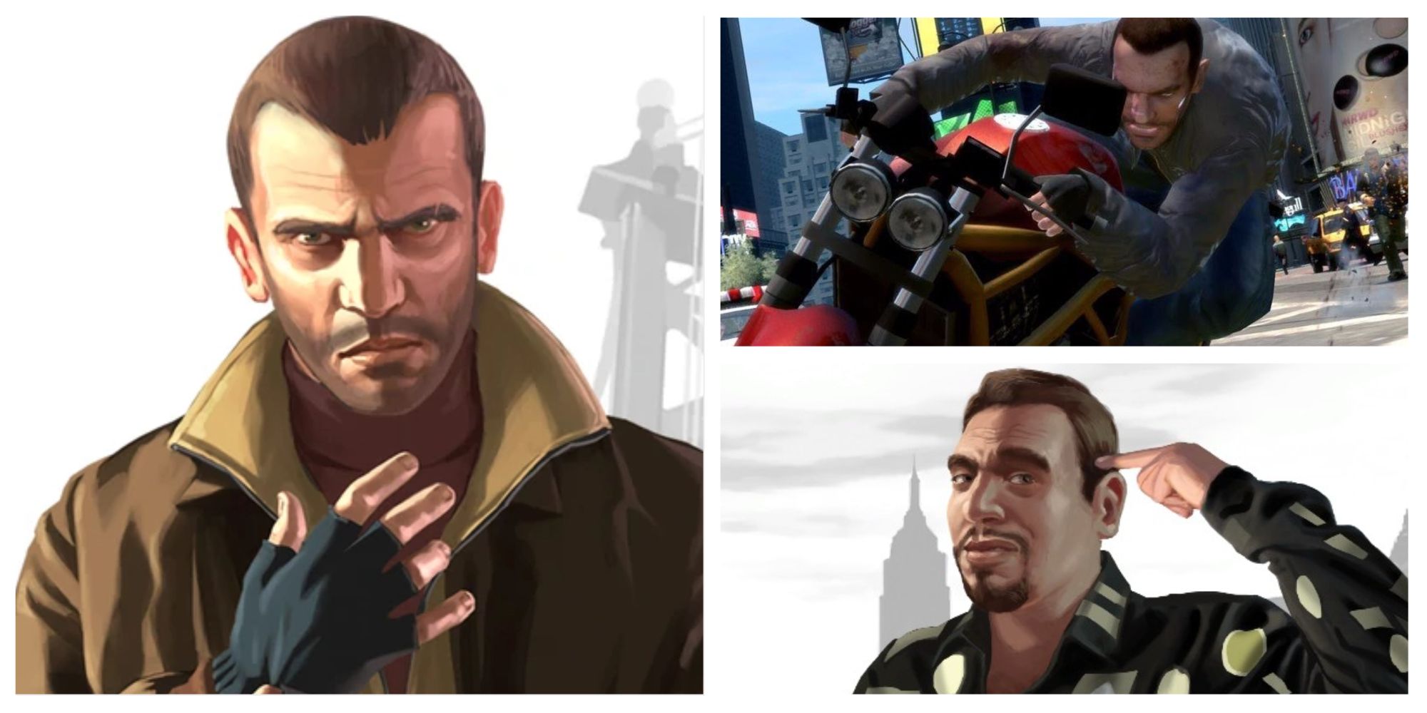 three pictures from grand theft auto 4 in a photo collage